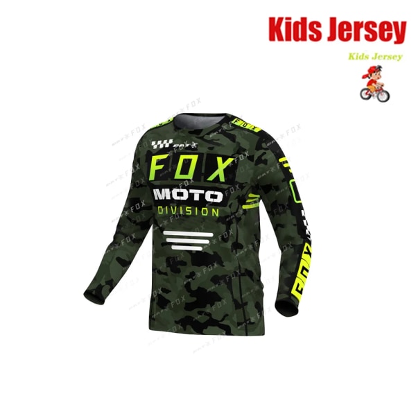 BAT FOX Kids Racing tröja Downhill Jersey Mountain Bike T-shirt Camiseta Motocross Jersey Snabbtorkande andningsbar barntröja KA-AL558 4XL