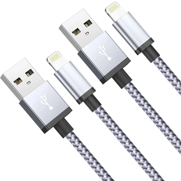 2-pack Ultralång Snabb Laddning USB-kabel för iPhone 14 8 7 Plus 13 12 11 Pro Max XS XR 3A USB Laddare Datakabel Flätad Kabel 2PCS 3m