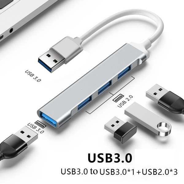 Adaptateur multi-séparateur OTG för Xiaomi, Huawei, Lenovo, Macbook Pro, USB 3.0, 3.1, Portar USB 3.0, 4 portar, luftiga USB S6 Type C 2.0 USB 4-in-1 Gray CHINA
