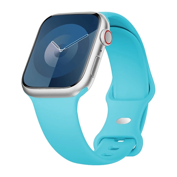 Silikonarmband för Apple Watch Band 40mm 44mm 46mm 45mm 41mm 49mm 38 42 Correa Armband iWatch serie 6 ultra2 7 8 9 se 10 band Turquoise 38 40 4142mm S-M