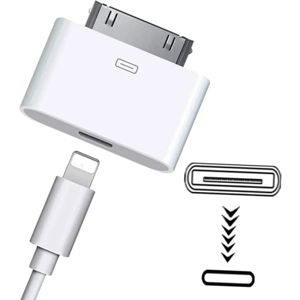 Câble de chargeur taktil för IPhone 4, 4s, IPad 2 och 3, convertisseur de synchronization de charge, 8 broscher mâle à 30 broches WHITE