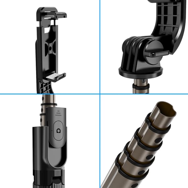 L03 Gimbal Aluminium Bluetooth 360 Graders Rotation Selfie Stick Bluetooth Stativ Stabilisatorhållare För Iphone Mobiltelefon black