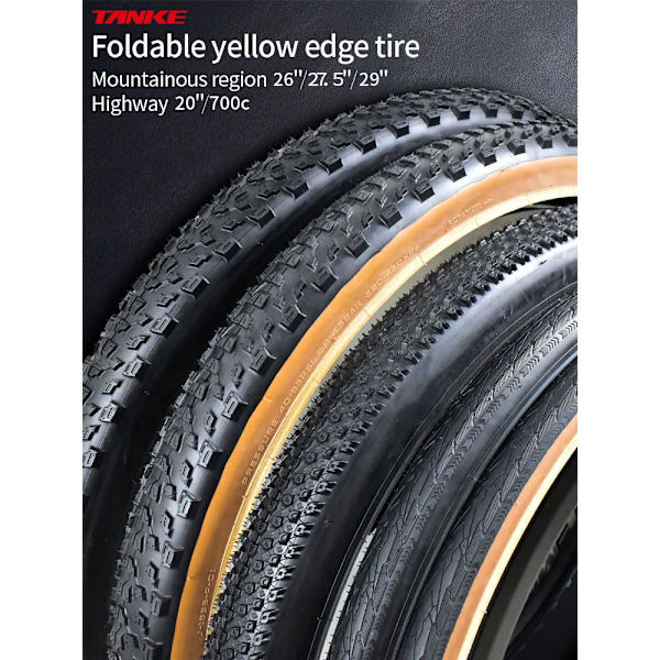 MTB Road Cykel Vikbart grusdäck Svart/Gul 60TPI PREMIUM CYKEL Däck 26×1,95/27,5×2,1/2,2/29×2,2/700×25C/20×1,35 J1805 700x28C Black