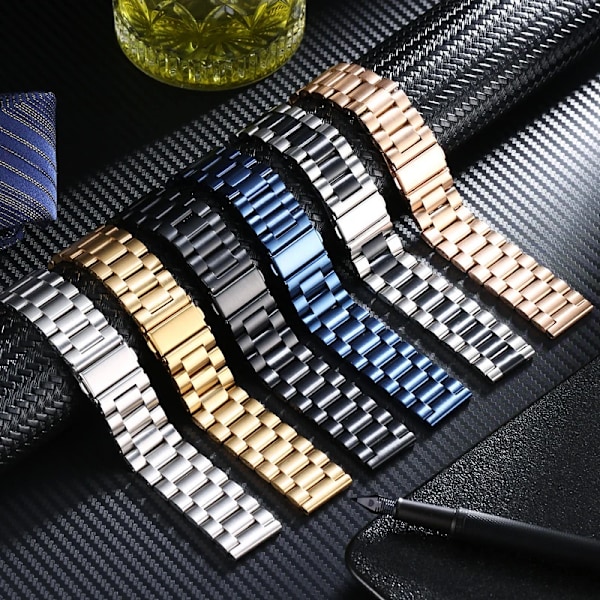 20mm 22mm Rostfritt Stål Armband För Amazfit GTS/4/2/2e/3/GTS2 Mini/GTR 47mm/GTR 4 3 2 Pro Metall Klockarmband bip 3 3Pro 5 Rem KK-Silver 20MM