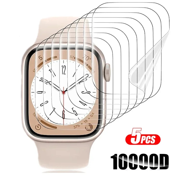 Skärmskydd för Apple Watch 46mm 45mm 41mm 44mm 40mm 42mm 38mm 49mm Klar Hydrogel Film iWatch Series Ultra 10 9 8 7 6 SE 3 Series 10 46MM 5PCS
