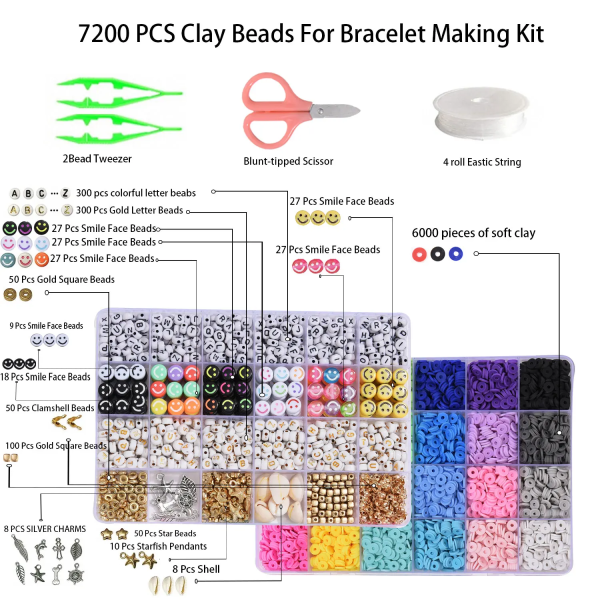 Polymer Clay Beads Set 6MM Regnbågsfärg Flat Chip Pärlor För Boho Unikt Armband Necklce Göra Brevpärlor Tillbehör Kit DIY Set 1