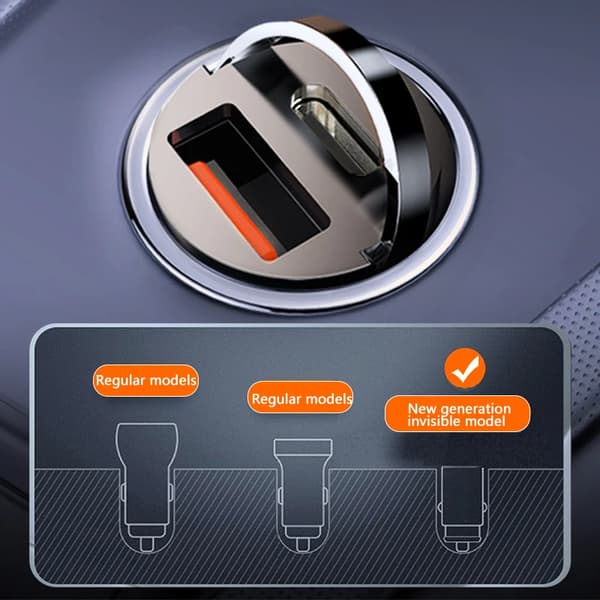 100W Mini Billaddapter Snabbladdning för iPhone QC3.0 Mini PD USB Typ C Billaddare för Xiaomi Samsung Huawei 30W Grey