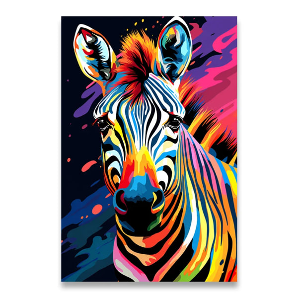 1st Dukmålning Abstrakt Serie Färgglad Elefant Tiger Zebra Giraff Djur Dukmålning Ornament för hembild 8 50x70cm No Framed