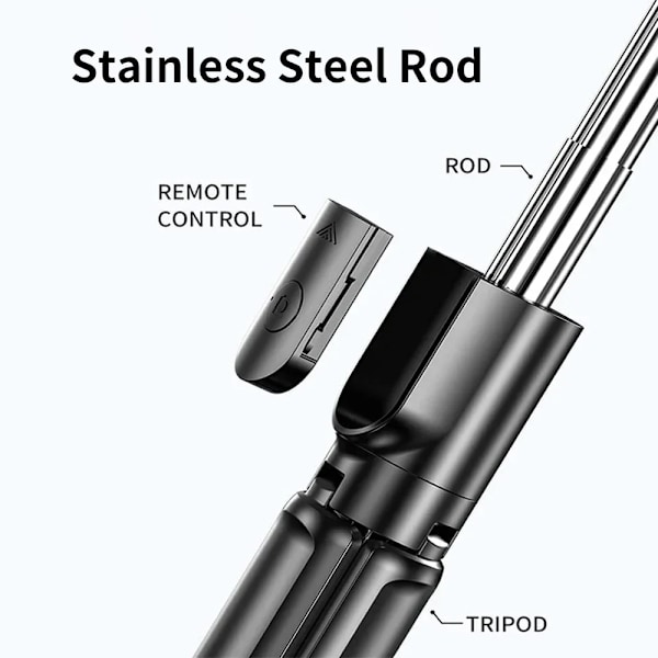 Bluetooth Selfie Stick Trådlöst 360º Roterande Tripodstativ Fjärrkontroll Fyllnadsljus Multifunktionellt Utdragbart Stativ White x Beauty lamp