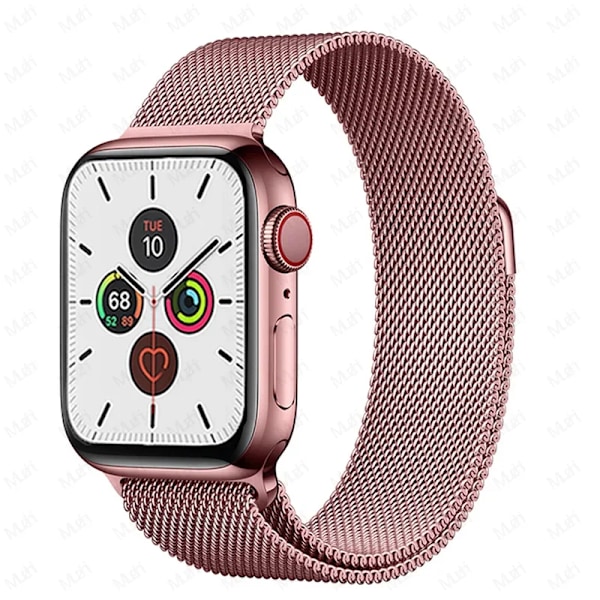 Milanese Loop för Apple Watch armband 44mm 40mm 45mm 41mm 42-38-44mm rem ultra 2 49mm metallarmband iwatch series 9 8 7 6 SE 5 4 3 Rose pink 8 41mm-40mm-38mm