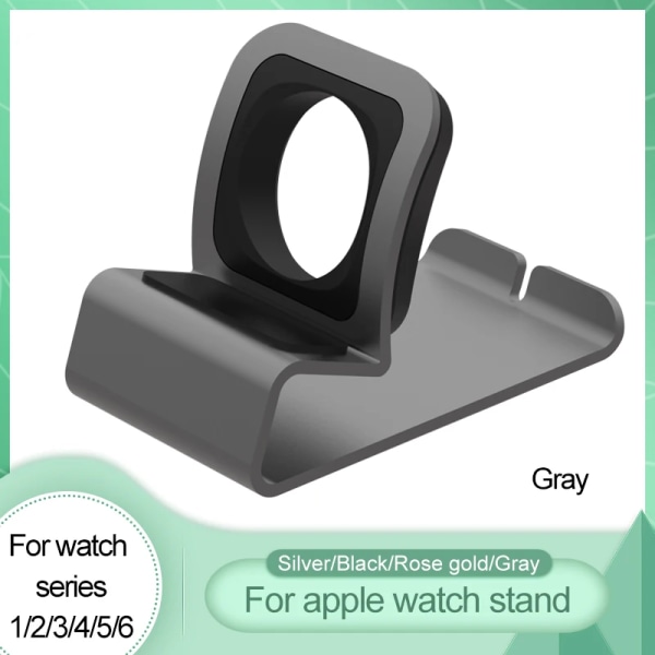 Aluminium silikonfäste Laddare Dockningsstation Laddningshållare för apple watch Stand Series SE/6/5/4/3/2/1Charging Cradle Stand Gray