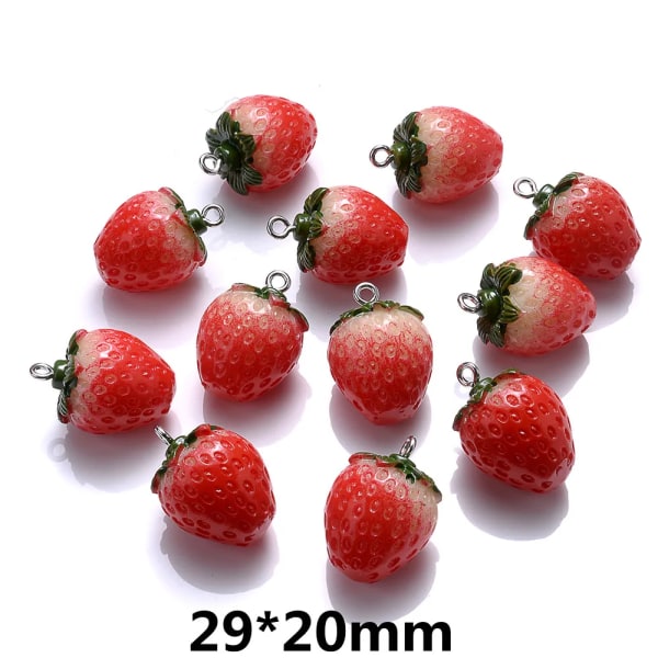 5 st 5 storlek Strawberry Charms Röd Harts Berlocker Hänge för smycken Tillbehör DIY Örhänge Halsband Tillbehör 29x20mm
