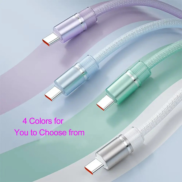Max 100W 6A USB-C Supersnabb Laddningskabel Kraftig Nylonfläta USB till Typ C För Samsung Xiaomi Redmi Huawei OPPO VIVO Oneplus Ivory 1m