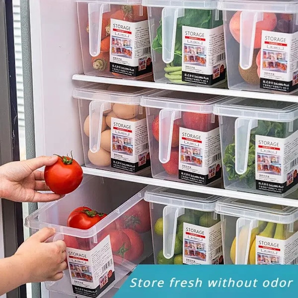 Plast Transparent Stora Kylskåp Förvaring Box Förslutna Crisper Frukt Och Grönsaker Stora Lådor Kök Collect Container Stretch-4PCS