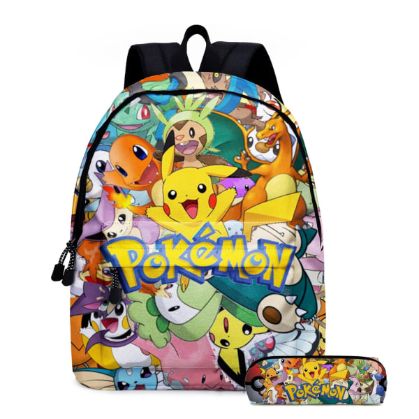 Pokemon Kids Skolryggsäck Förvaringsväska Kawaii Pikachu Anime Figurer Student Stor kapacitet Resväska Pojke- och flickleksaker Mochila 2PC-03