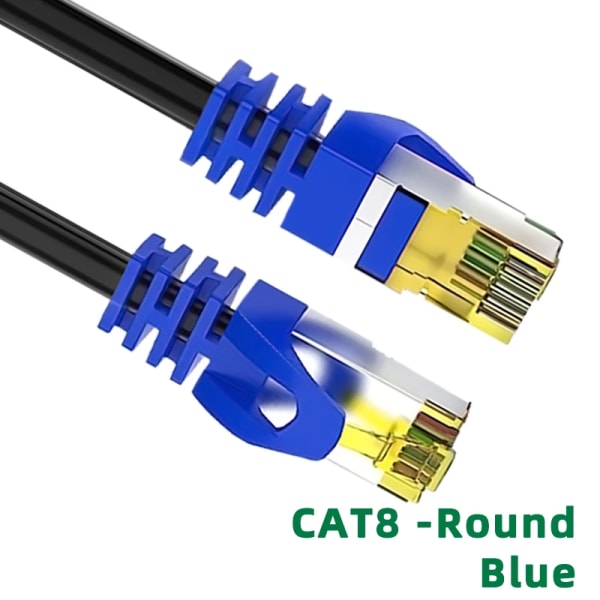 Kabel Ethernet Cat 8, 40Gbps, 2000MHz, haute vitesse, réseau Internet Rj45, 5m, 10m, 15m, 20m, 30m, avstängningsskydd, LAN-rätt 0.5m Cat 8 Round Blue