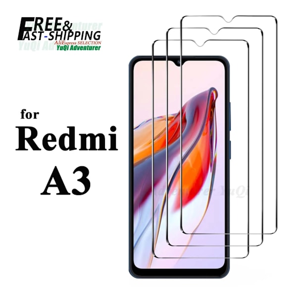Skärmskydd för Redmi A3 Xiaomi, Härdat Glas HD Kristall 9H Hög Aluminium Anti-Repor Skalvänligt for Redmi A3 4 pcs