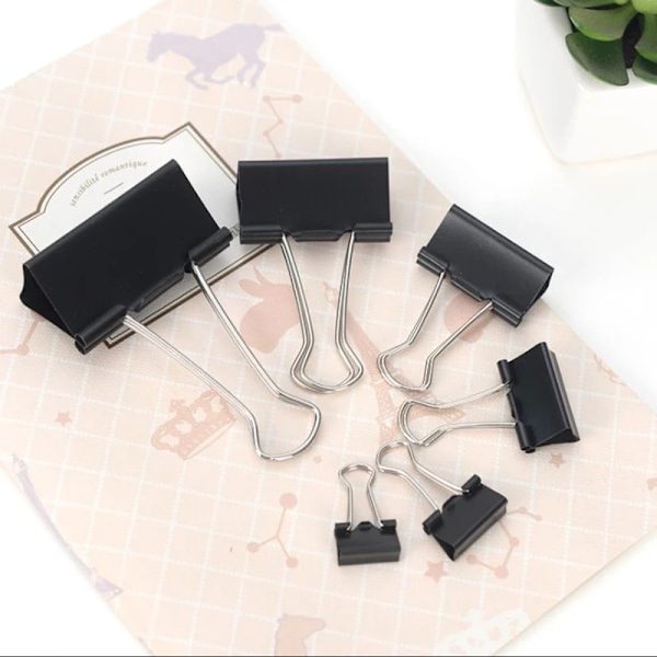 10Pcs Metal Papper Clip 19 25 32 41 51Mm Foldback Metal Binder Clips Svart Grepp Klämmar Papperskontor Skolans Papperskontor 02