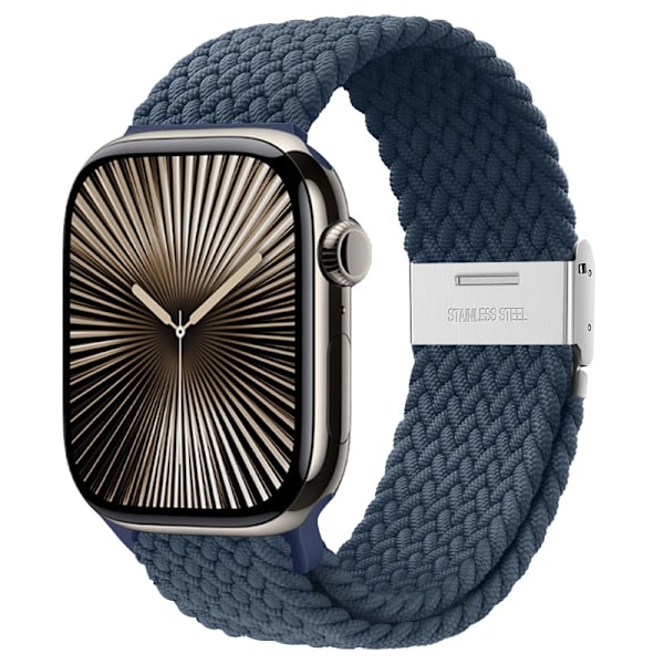 Armband för Apple Watch 46mm 45mm 44mm 49mm 40mm 41mm 42mm Flätad loop correa armband iWatch serie 10 8 9 7 5 se 6 4 Ultra Abyss blue 38 40 41 S10-42 mm