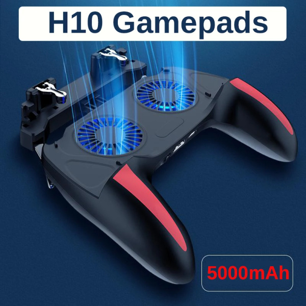 2022 Ny H10 PUBG Game Controller Gamepad för Mobiltelefon Game Shooter Joystick PUGB Helper Gamepad med två fläktar 5000 mAh battery