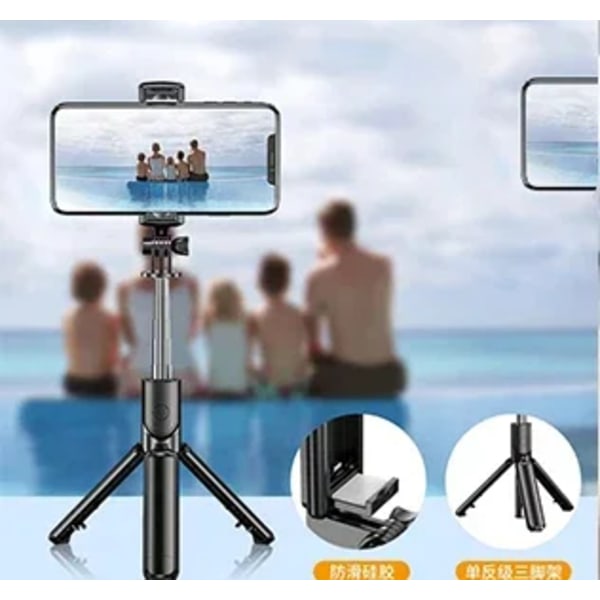 Bluetooth Trådlös Selfie Stick Mini Stativ Utdragbar Monopod Fjärrutlösare För iPhone Samsung Xiaomi Telefonhållare black
