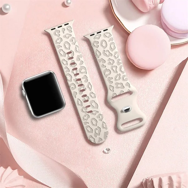 Graverat armband för Apple Watch Band 44mm 40mm 45mm 49mm 41mm 42mm Leopard silikonarmband iwatch series 9 7 6 5 4 se 8 ultra 2 deep purple 12 42 44 45 49mm-46mm