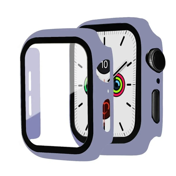Glas+skal för Apple Watch Fodral 40mm 44mm 38mm 42mm stötfångare Skärmskydd för Apple Watch Tillbehör 9 8 7 6 5 4 3 41mm 45mm Levander 12 Series 7-8-9 45mm