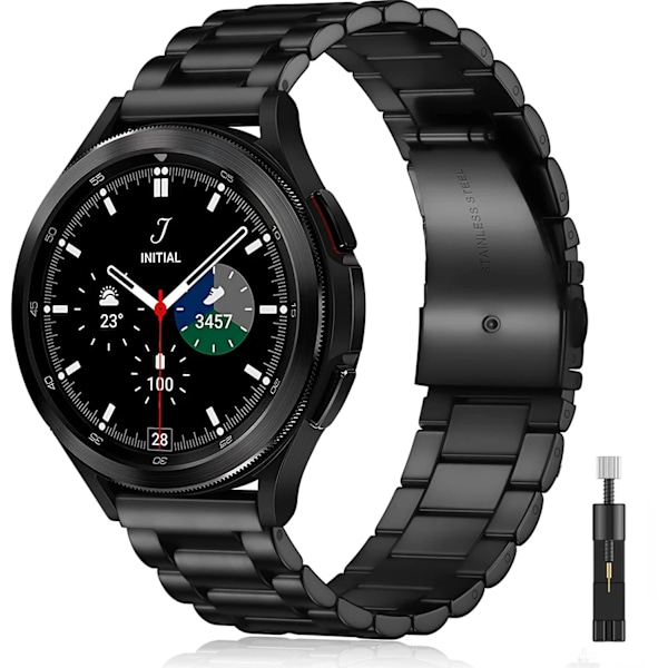 Metallarmband för Samsung Galaxy Watch 7/6/5/4 40mm 44mm Rostfritt Stål Armband Galaxy Watch 6/4 Classic 47mm 43mm 46 42mm/5pro 45mm Black with tool Galaxy Watch 6 40mm