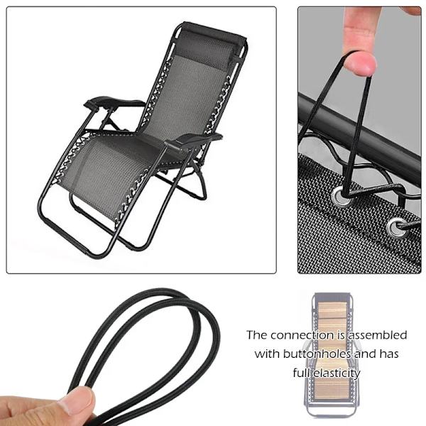 8st/ set Elastisk sladd 1,4/2,2M ​Solstolar Fixering av campingrep Utomhustält Kajak för vilstolar Reparationssats för repsnöre black