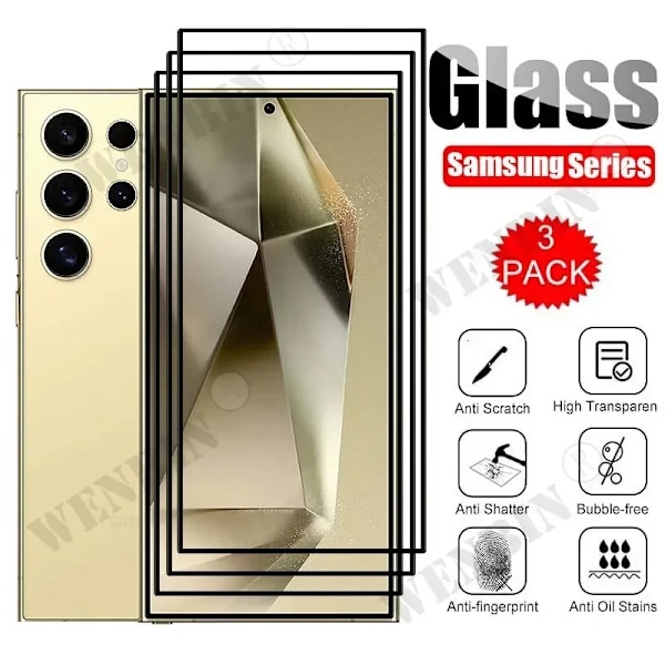 3 st Härdat Glas För Samsung Galaxy S25 S24 S23 S22 Ultra Plus FE A16 A35 A36 A55 A56 Skärmskydd Fullt Skyddande Glas Samsung A26 3 Pcs