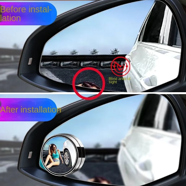 Blindvinkel backspegel vidvinkel 360 grader justerbar liten rund spegel Bil backspegel bakåtvänd konvex spegel 1 piece
