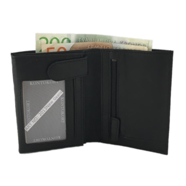 Rymlig plånbok för herr i skinn med 19 fack, varav 12 kortfack Svart black one size