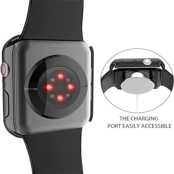 Härdat Glas+Skal för Apple Watch 45mm 41mm 40mm 44mm 42mm 46mm Skyddande Skal PC Stötfångarram För iWatch 10 SE 9 8 7 6 5 4 Black 46mm Series 10