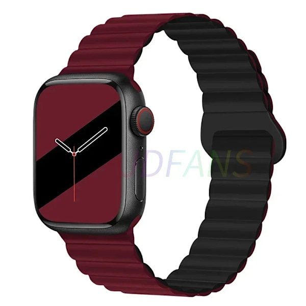 Magnetisk Rem För Apple Klocka Band 45Mm 38Mm 49Mm 40Mm 42Mm 41Mm Silikone Sport Armband Iwatch Serie Ultra 9 6 5 7 8 Se 44Mm 12 wine red black 42mm 44mm 45mm 49mm