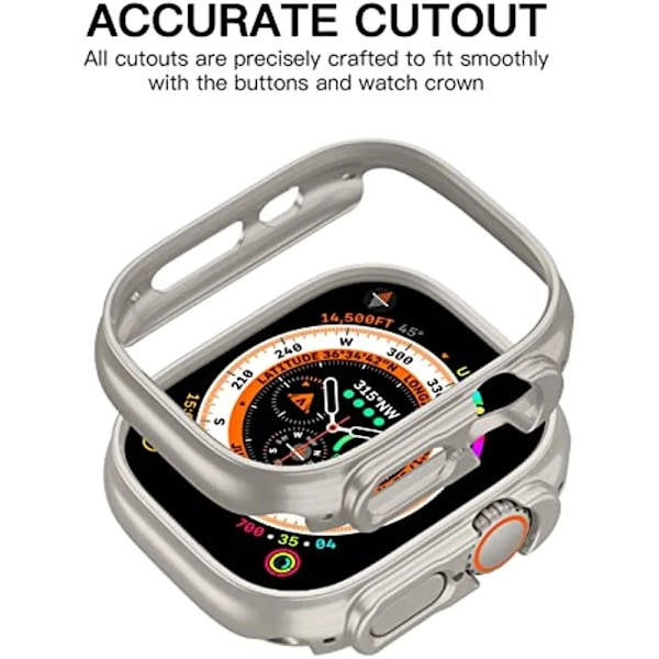 Matt Skal för Apple Watch Ultra 2 49mm Fodral Hård PC Stötsäker Kant Skyddande Stötfångare iWatch Series Ultra 49 mm Titanium color