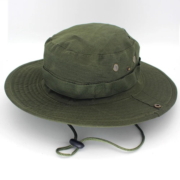 Kamouflage Taktisk Cap Militär Boonie Bucket Hat Armé Kepsar Camo Män Utomhussport Solhink Cap Fiske Vandring Jakt Hattar Army Green