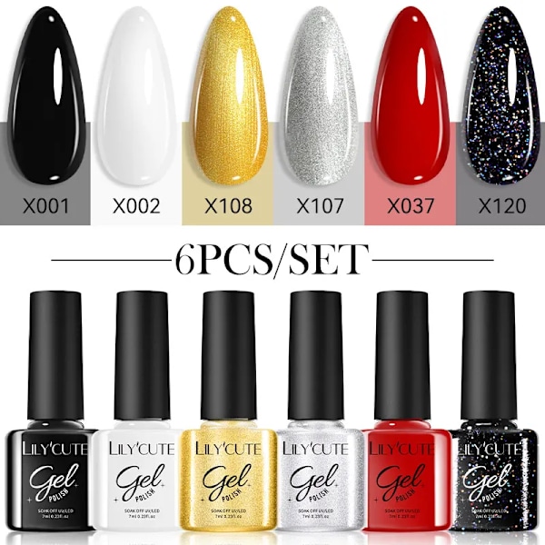 LILYCUTE 6 st/set 7ml Kaffeserie Gel Nagellack Kit 125 Färger Manikyr Semi Permanent Soak Off UV Nagelkonst Gel Lack 6Pcs 16