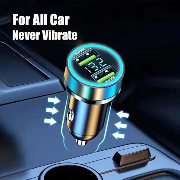 240W Billaddare Dubbla USB -portar 120W Supersnabbladdning med Digital Display Snabbladdningsadapter för IPhone Samsung Xiaomi PD USB - 140W  Black