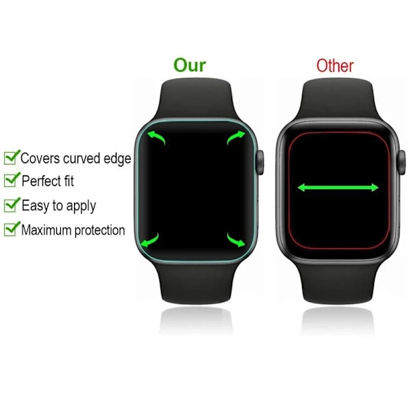 Skärmskydd för Apple Watch Series 7 6 SE 5 9 8 3 4 1 2 Mjuk Hydrogel Film Skydd för Iwatch 49mm 44mm 40mm 45mm 41mm 3pcs 42mm