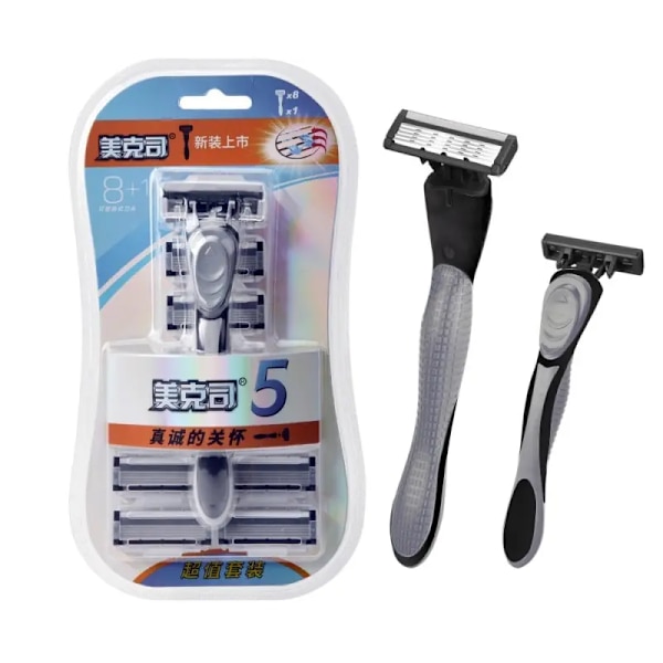 Rakapparat Ny design för män Razor Rakning Fem lager Rakapparat Återanvändbar Razor Importerad Blade Gray