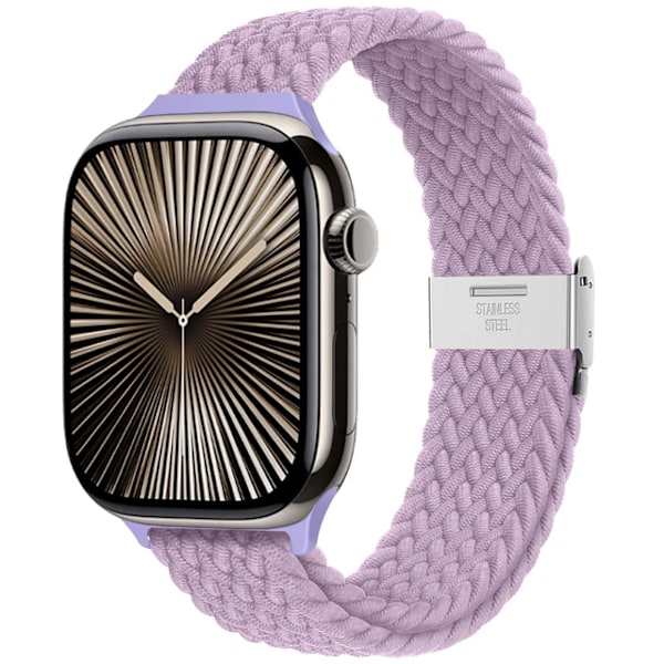 Armband för Apple Watch 46mm 45mm 44mm 49mm 40mm 41mm 42mm Flätad loop correa armband iWatch serie 10 8 9 7 5 se 6 4 Ultra Light purple-Slim 42 44 45 46 49 mm