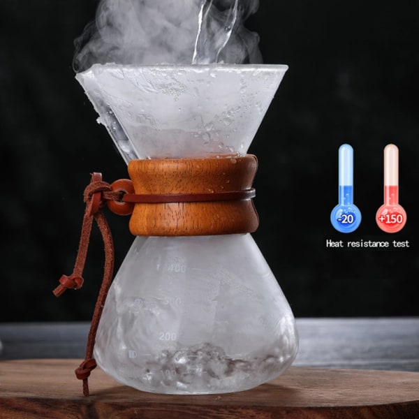 Bouilloire à café en verre avec filtre en acier inoxidable, brassage goutte à goutte, brasseur chaud, cafetière, 1 st. 400ml Filter net