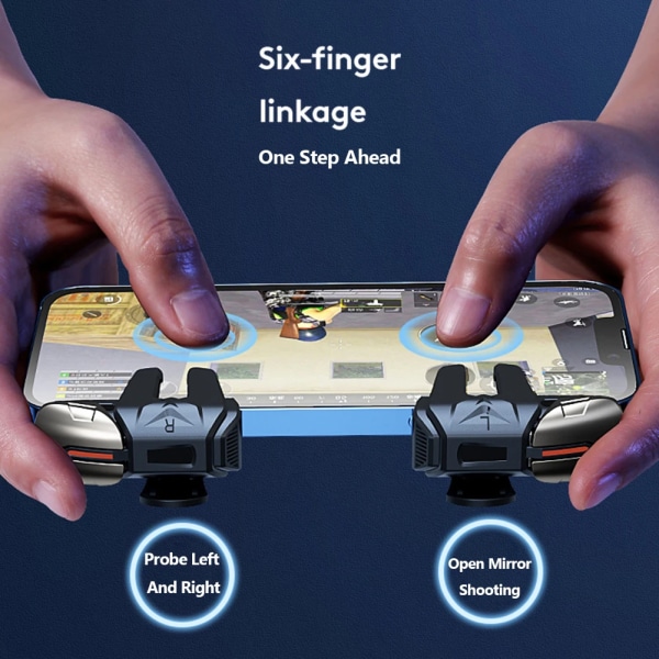 G21 Mobile Phone Game Trigger Gamepad Joystick 6-finger Sikta Shooting L1 R1 Knapp för telefon Android för PUBG Game Controller dactylotheca-G21