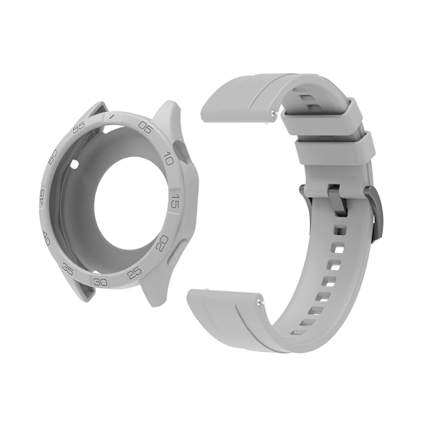 Silikonarmband för Huawei Watch GT4 GT5 46mm Ersättningsarmband + Skyddsfodral Gray Bundle Huawei GT4 GT5 46mm