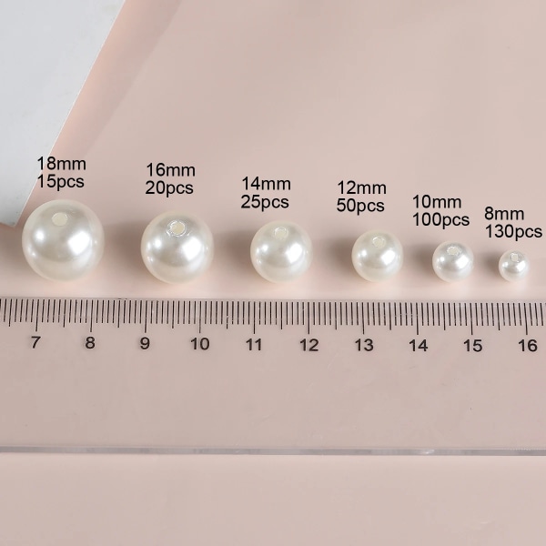 3-20 mm 10-1000 st rakt hål ABS-imitation pärlbeige vitt armband med runda pärlor för att tillverka smycken style10