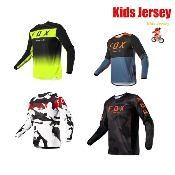 Motocrosströja för barn BAT FOX MTB Downhilltröja Off Road DH Racing T-shirt Snabbtorkad Cykeltröja för barn Barnkläder KA-CL079 XXS