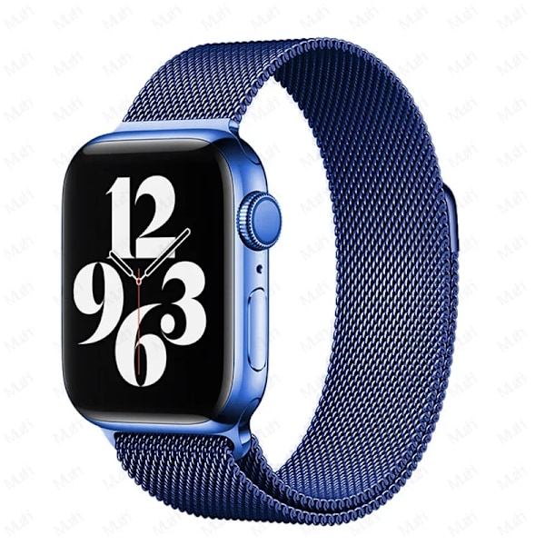 Milanese Loop för Apple Watch armband 44mm 40mm 45mm 41mm 42-38-44mm rem ultra 2 49mm metallarmband iwatch series 9 8 7 6 SE 5 4 3 Blue 11 49mm-42mm-44mm-45mm
