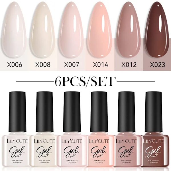 LILYCUTE 6 st/set 7ml Kaffeserie Gel Nagellack Kit 125 Färger Manikyr Semi Permanent Soak Off UV Nagelkonst Gel Lack 6Pcs 13