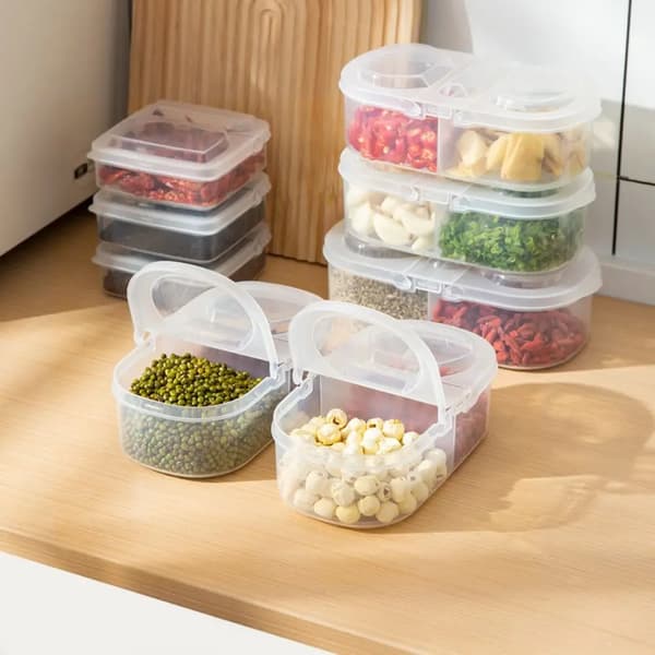 Förseglad Rektangulära Kylskåp Förvaringslåda Med Låg Plast Trasparent Crisper Food Containers Stackable Innehållslådor 600ml square