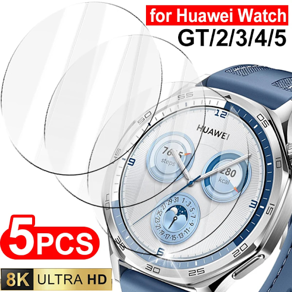 5 st Skärmskydd för Huawei Watch GT 5 4 3 2 Pro 41mm 42mm 46MM Klocka Härdat Glas Skyddsfilm för GT4 GT5 Pro 46mm GT 4 41mm 5Pcs
